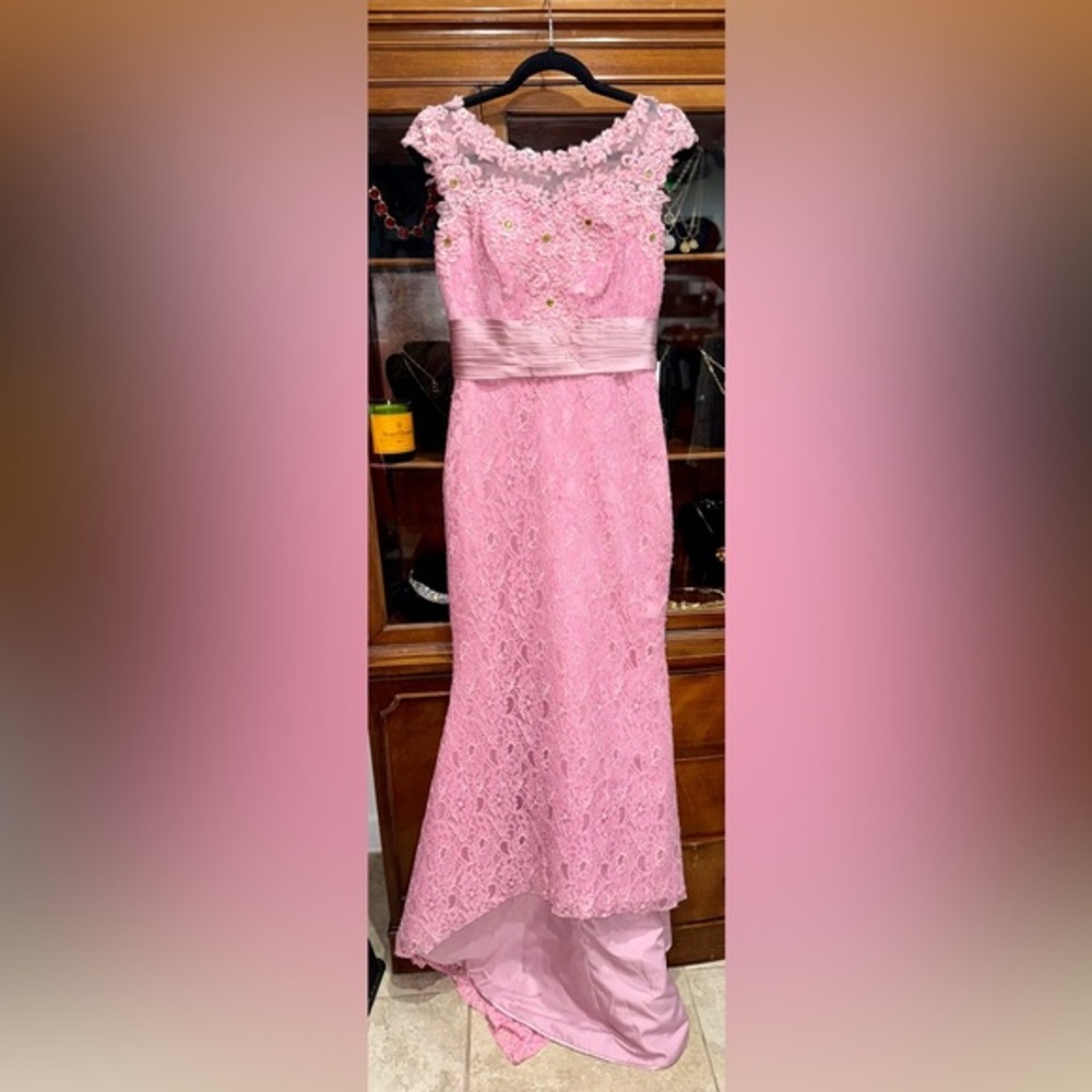 Elegant Pink Lace Gown